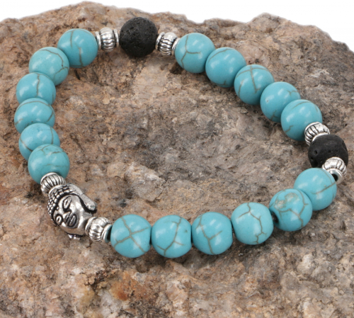 Mala bracelet, hand mala with semi-precious stones - turquoise Ø7 cm