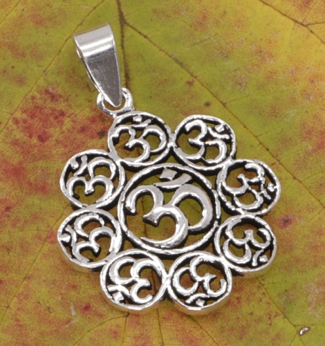 Ethno Silver Pendant, Talisman Silver Pendant Om - Model 6 - 3,8 cm Ø2,3 cm