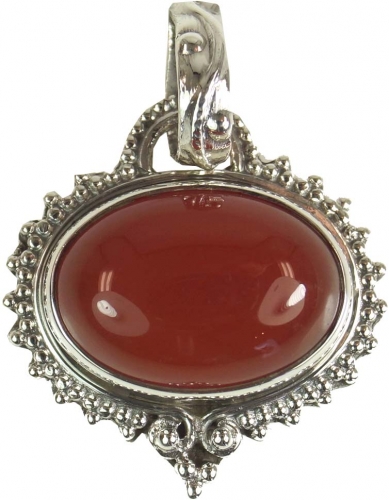 Silver pendant, indian boho chain pendant - carnelian - 1,6x2x0,7 cm 