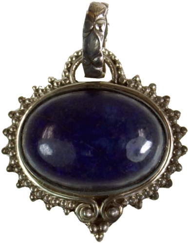 Silver pendant, indian boho chain pendant - Lapilazuli - 1,6x2x0,7 cm 