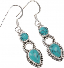 Boho silver earrings, Indian earrings, silver earring - turquoise