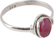 Boho silver ring, filigree gemstone ring - ruby quartz