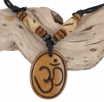 Ethno Amulet, Tibet Halskette, Tibetschmuck - Om oval