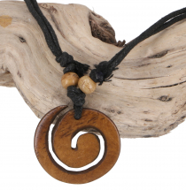 Ethno Amulet, Tibet Halskette, Tibetschmuck - Spirale/braun