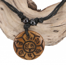 Ethno Amulet, Tibet Halskette, Tibetschmuck - Lotus Mandala braun