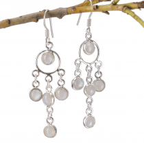 Bollywood style Indian silver earrings, boho earrings - moonstone