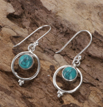 Indian Boho Silver Earrings - Turquoise