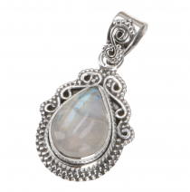 Indian Boho Silver Pendant - Moonstone