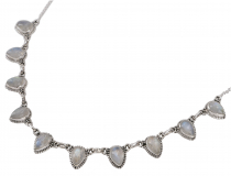 Indian silver necklace with semi-precious stones, boho necklace -..