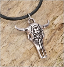 Ethnic necklace, fashion jewelry necklace - boho cow skull