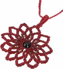 Macrame chain flower of life - dark red