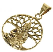 Amulett `Buddha unterm Bodhi Baum` Kettenanhänger aus Messing