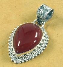Ethno silver pendant, Indian boho chain pendant - Carnelian 2