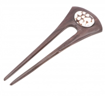 Ethno wood hairclip, Boho hairpin, hair fork - shell