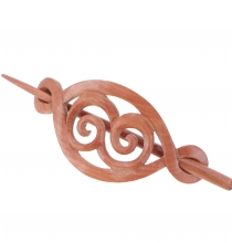 Ethno Holz Haarspange mit Stab, Boho Haarschmuck - Spirale