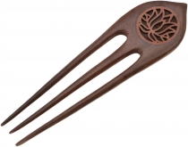 Ethno wood hair clip, boho hair pin, hair fork - lotus
