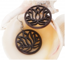 Ethno earrings, boho wooden earrings - Lotus