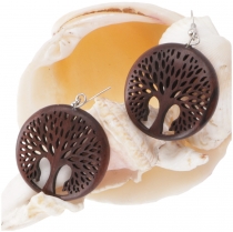 Ethno earrings, boho wooden earrings - tree of life