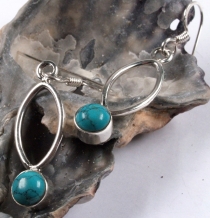Indian silver earrings, boho silver earrings - turquoise