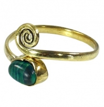 Brass toe ring, Goa foot jewellery, Indian toe ring - gold/malach..