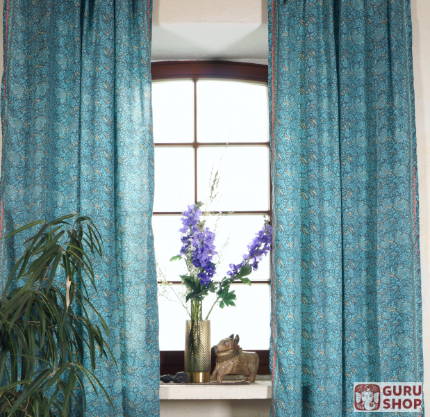 Silky Boho Curtains 1 Pair Of Bohemia, Turquoise Blue Curtains