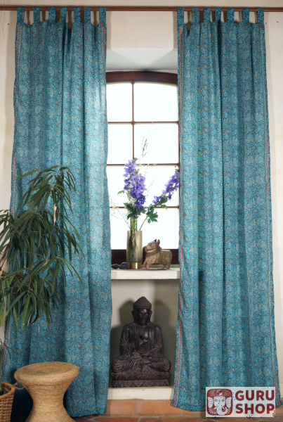 Silky Boho Curtains 1 Pair Of Bohemia, Turquoise Blue Curtains
